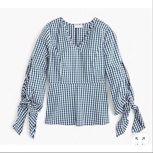 J Crew poplin tie sleeve top